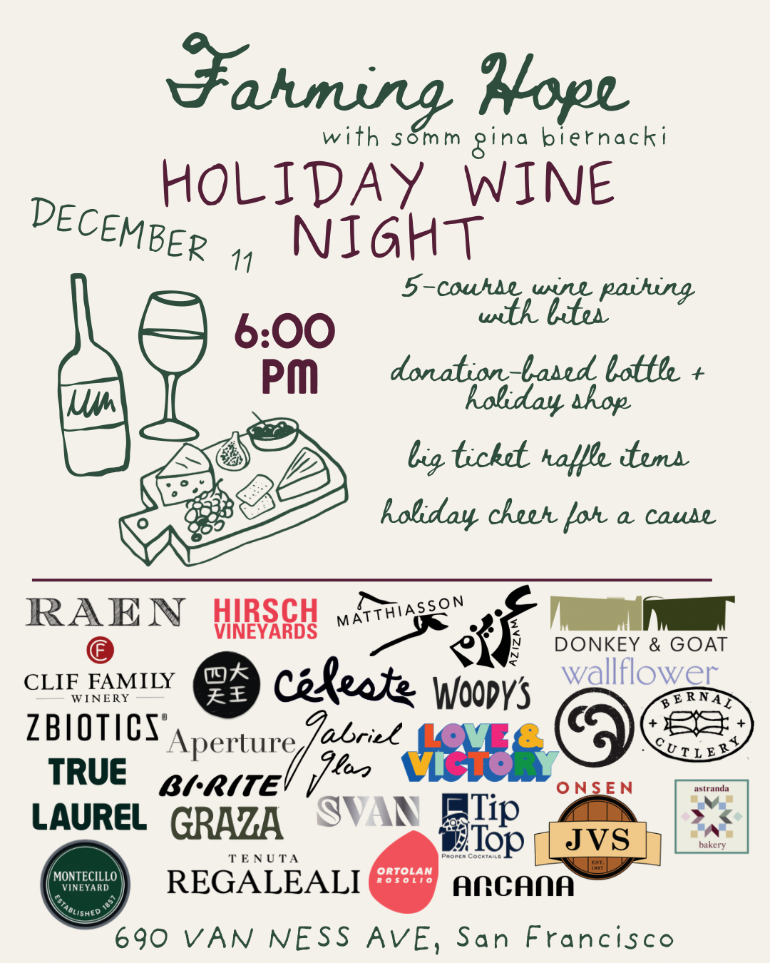 Farming Hope wine and food pairing event