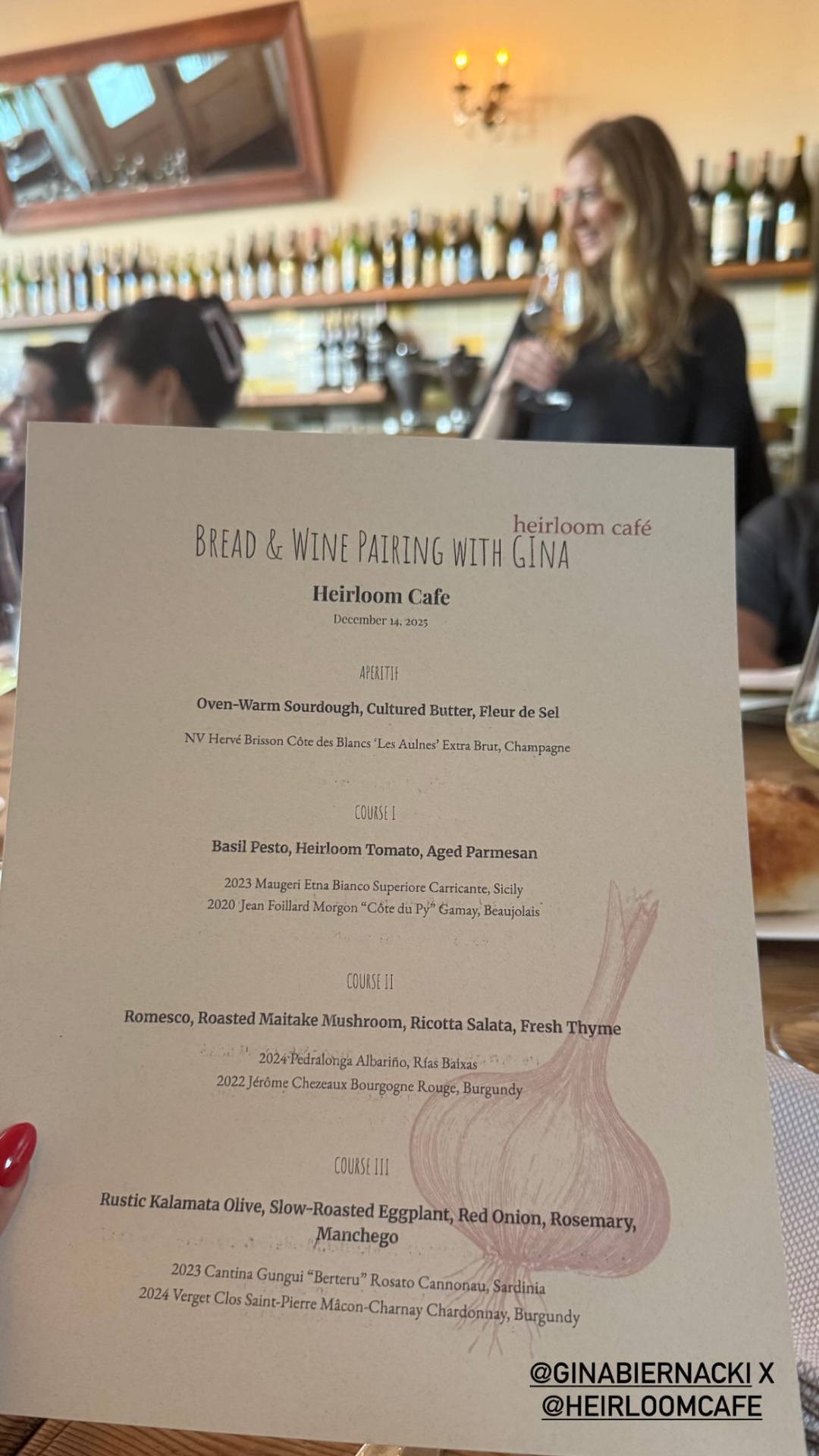 Tasting menu at Heirloom Cafe