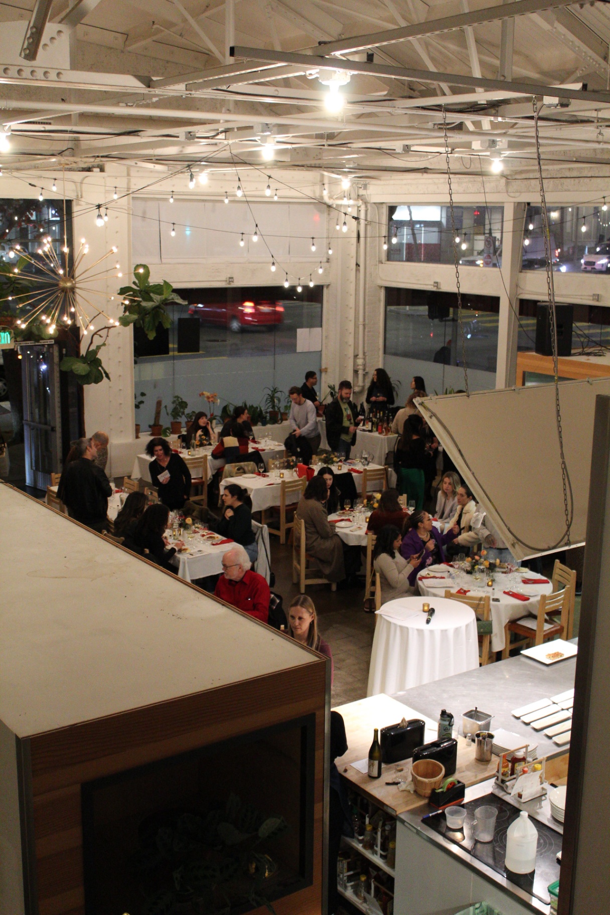 Overhead view of a wine event venue
